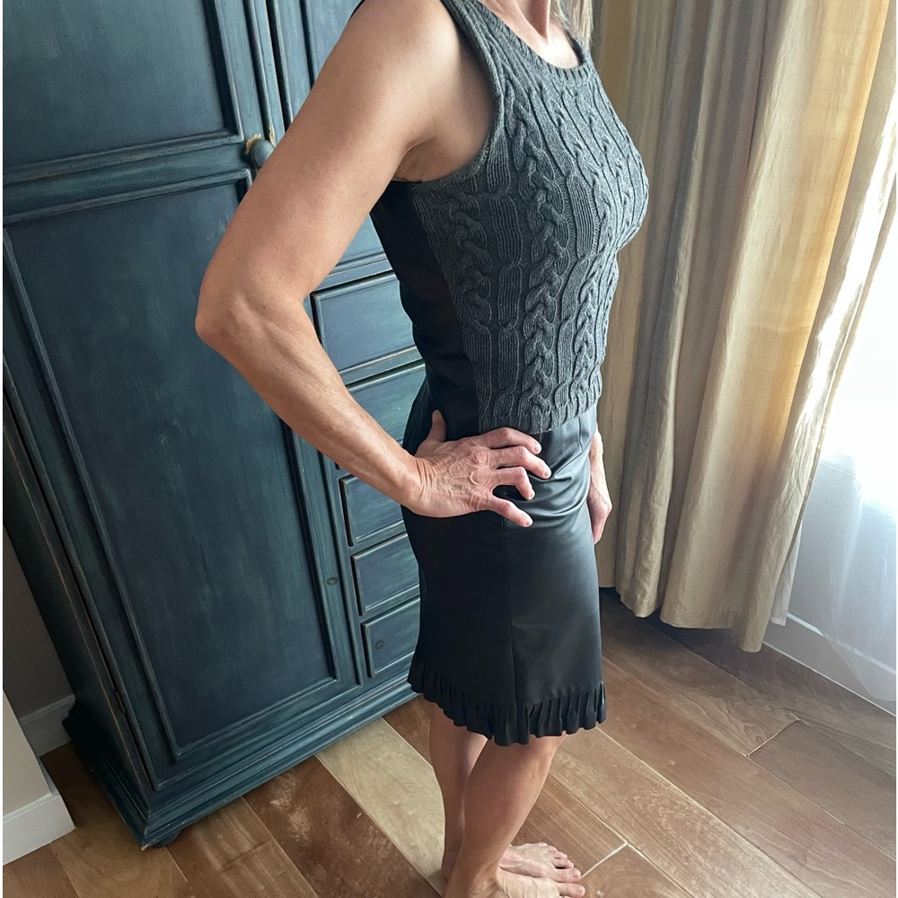 Black leather Laundry skirt and vest set.